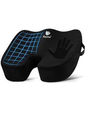 New Extra Thick Firm Coccyx Orthopedic Memory Foam Seat Cushion | Black Large